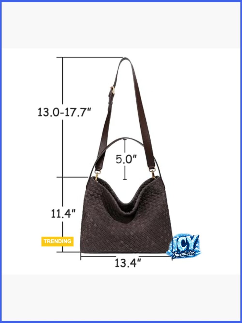 Faux Suede Woven Hobo Bag Tote Shoulder Crossbody Satchel - Picture 2 of 5